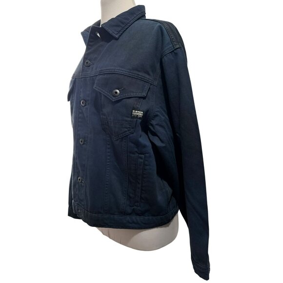 Womens Denim Jacket Oversized G-Star RAW Sz M Dark Wash Boxy Heavywt Trucker - Picture 3 of 9